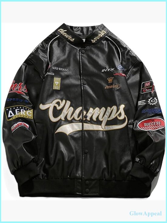 Jackets & Blazers - Oversized Faux Leather Racing Jacket Motorcycle Biker Streetwear Unisex